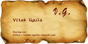 Vitek Gyula névjegykártya